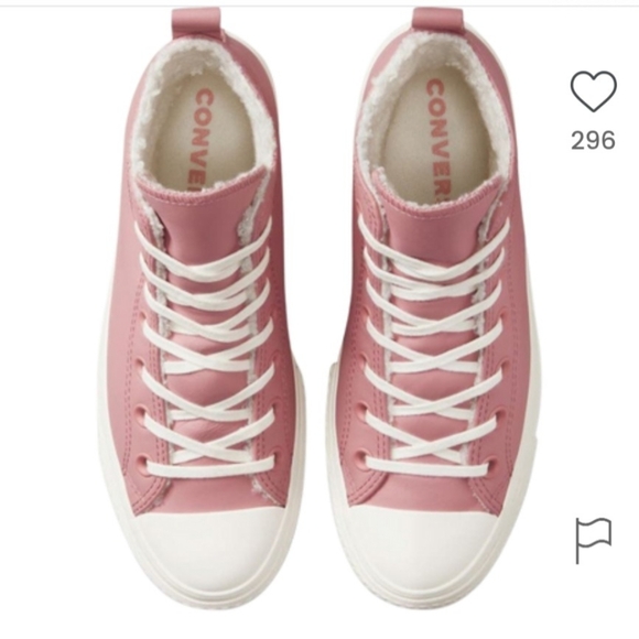 Converse Women's CTAS Lift Hi Sherpa A04256C Rust Pink/Egret Leather Sz 7 - Picture 4 of 15